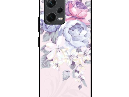 Elegant Floral Glass Case for Redmi Note 12 5G For Cheap