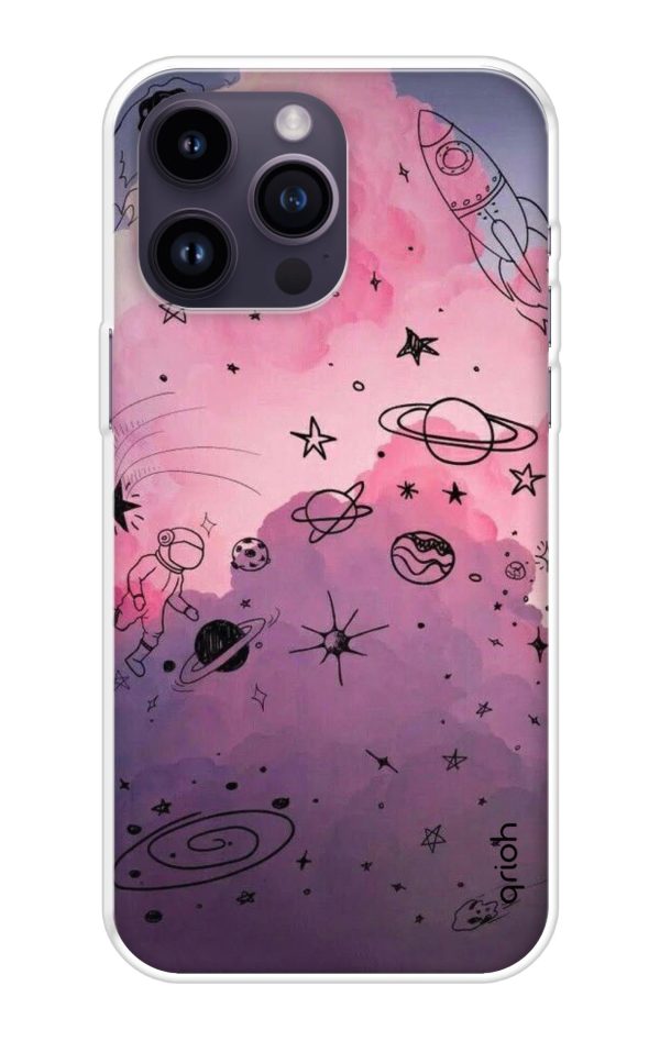 Space Doodles Art Soft Cover For iPhone 14 Pro Max For Cheap