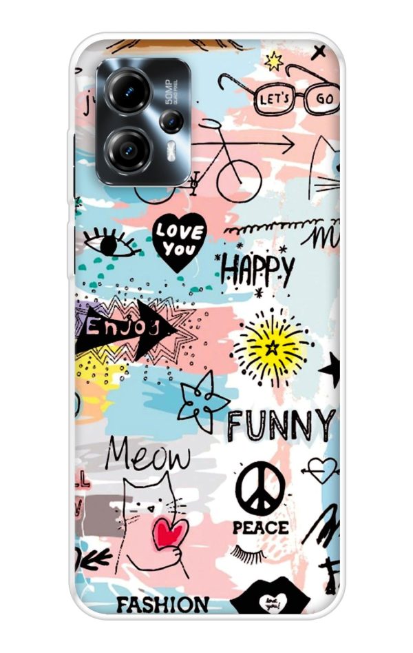 Happy Doodle Soft Cover for Motorola Moto G13 For Sale