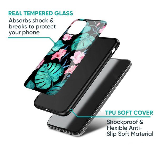 Tropical Leaves & Pink Flowers Glass Case for Samsung Galaxy S23 Plus 5G Discount